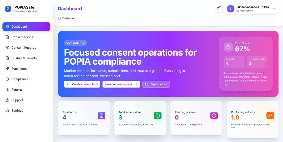 POPIASafe Dashboard